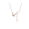 CHOMEL Simulated Moonstone Butterfly Rosegold Necklace