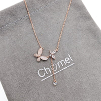 Simulated Moonstone Butterfly Necklace - CHOMEL