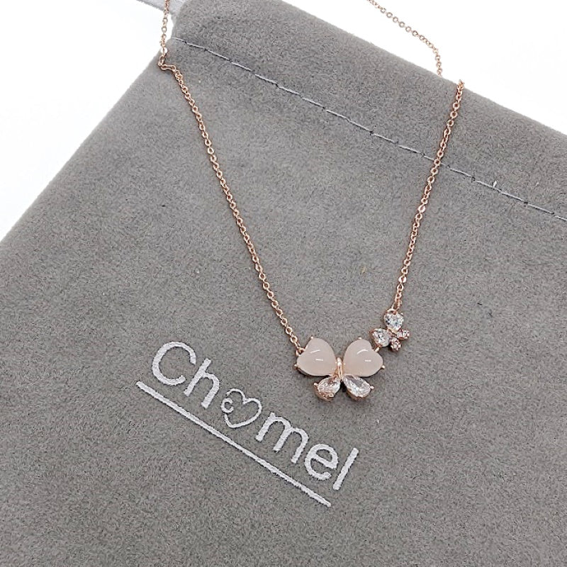 Simulated Moonstone Ribbon Necklace - CHOMEL