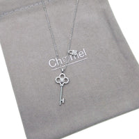 Lock & Key Cubic Zirconia Necklace with rhodium plated pendant on adjustable chain