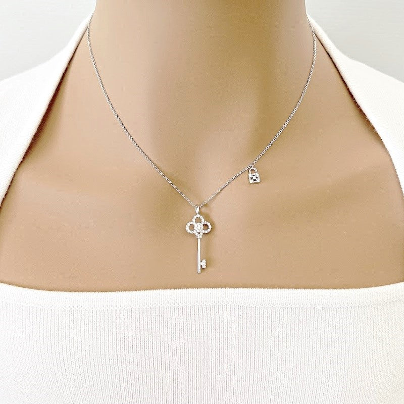 Lock & Key Cubic Zirconia Necklace - CHOMEL