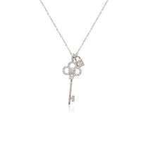 Lock & Key Cubic Zirconia Necklace with rhodium plated finish and adjustable chain