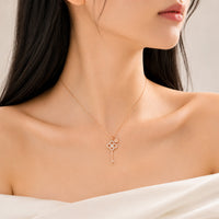 Lock & Key Cubic Zirconia Necklace with rosegold plated pendant and adjustable chain