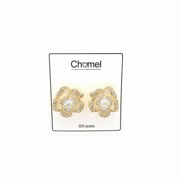 Flower Cubic Zirconia Earrings - CHOMEL