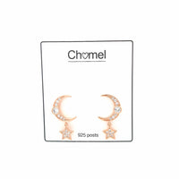 Moon & Star Cubic Zirconia Earrings - CHOMEL