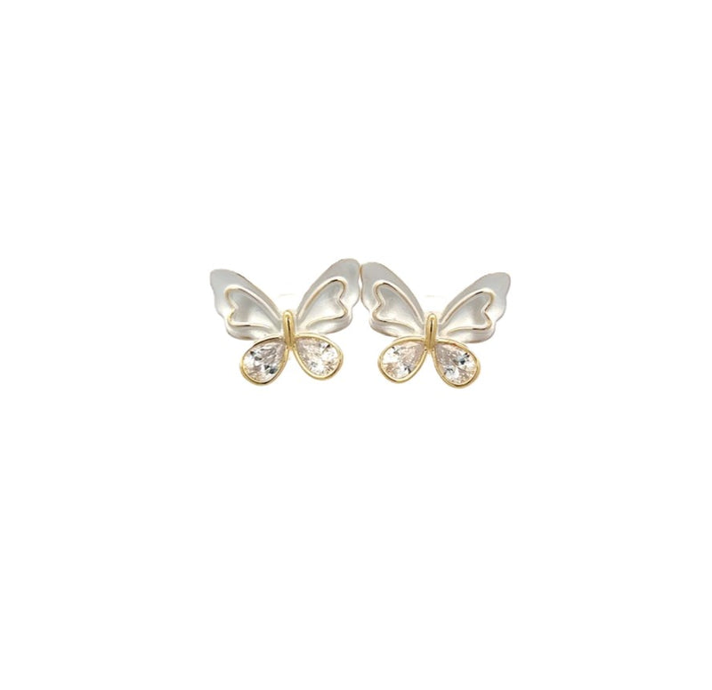 Enamel Butterfly With Cubic Zirconia Earrings