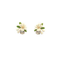 Enamel Flower With Crystal Earrings