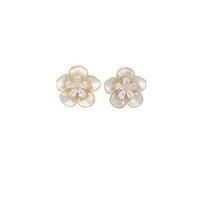 Enamel Flower With Cubic Zirconia Earrings