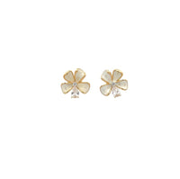 Enamel Flower With Cubic Zirconia Earrings