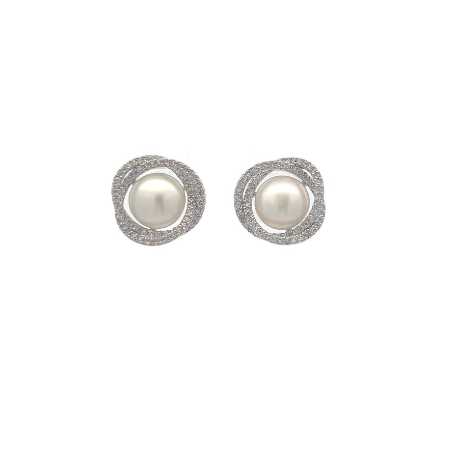 Freshwater Pearl & Cubic Zirconia Earrings