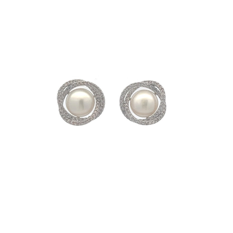 Freshwater Pearl & Cubic Zirconia Earrings