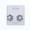 CHOMEL Freshwater Pearl Flower Rhodium Stud Earrings
