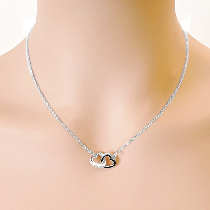 Heart Interlocking Cubic Zirconia Necklace - CHOMEL