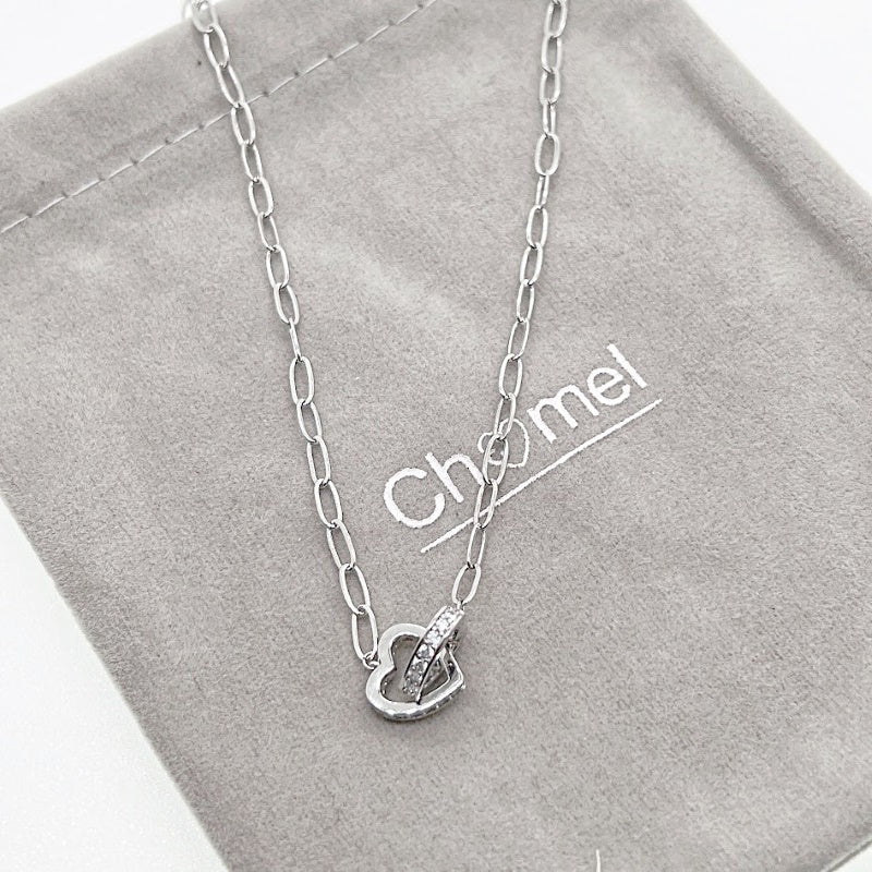 Heart Interlocking Cubic Zirconia Necklace - CHOMEL