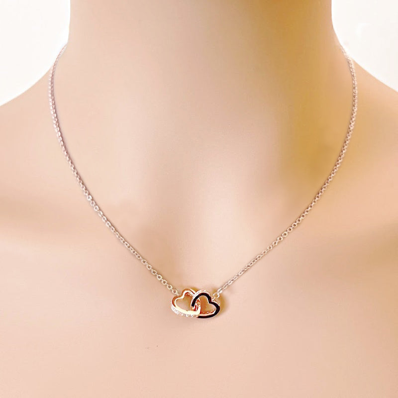 Heart Interlocking Cubic Zirconia Necklace - CHOMEL