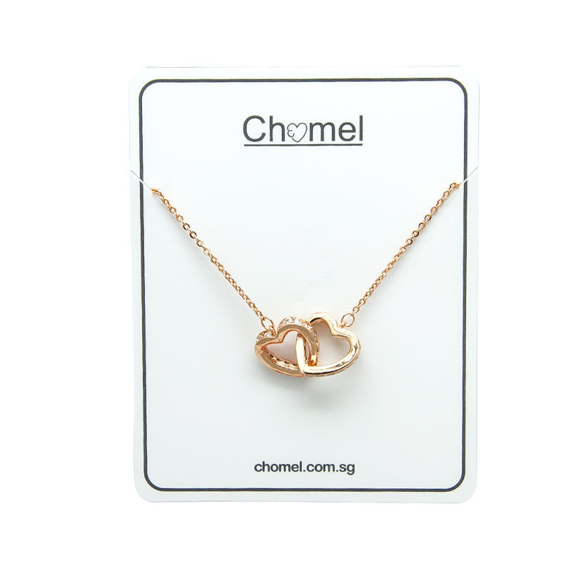 Heart Interlocking Cubic Zirconia Necklace - CHOMEL