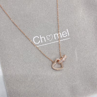 Heart Interlocking Cubic Zirconia Necklace - CHOMEL
