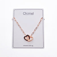 Heart Interlocking Cubic Zirconia Necklace - CHOMEL