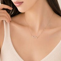 Rosegold plated Star Cubic Zirconia Necklace with 5 star pendant and small side star on adjustable chain