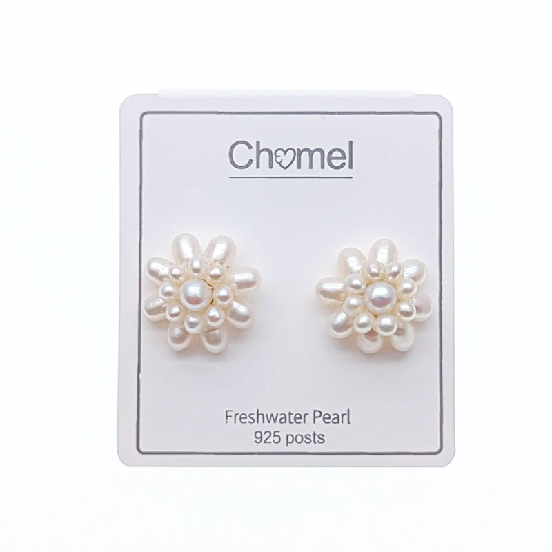 CHOMEL Freshwater Pearl Flower Stud Earrings