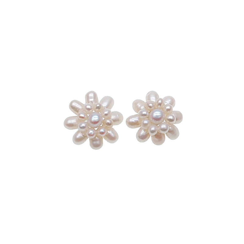 CHOMEL Freshwater Pearl Flower Stud Earrings