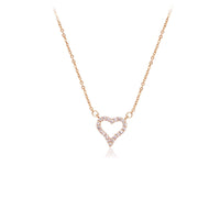 Heart cubic zirconia pendant necklace rose gold plated 40cm chain spring clasp