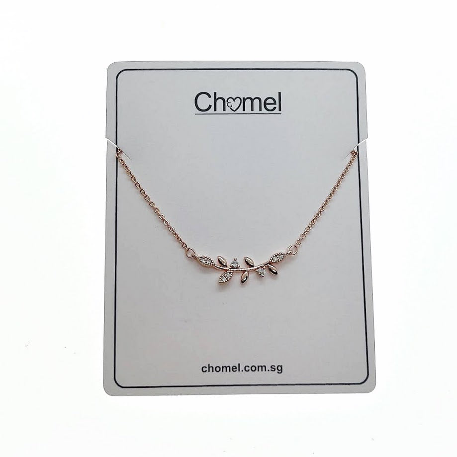 Leaf Cubic Zirconia Necklace - CHOMEL