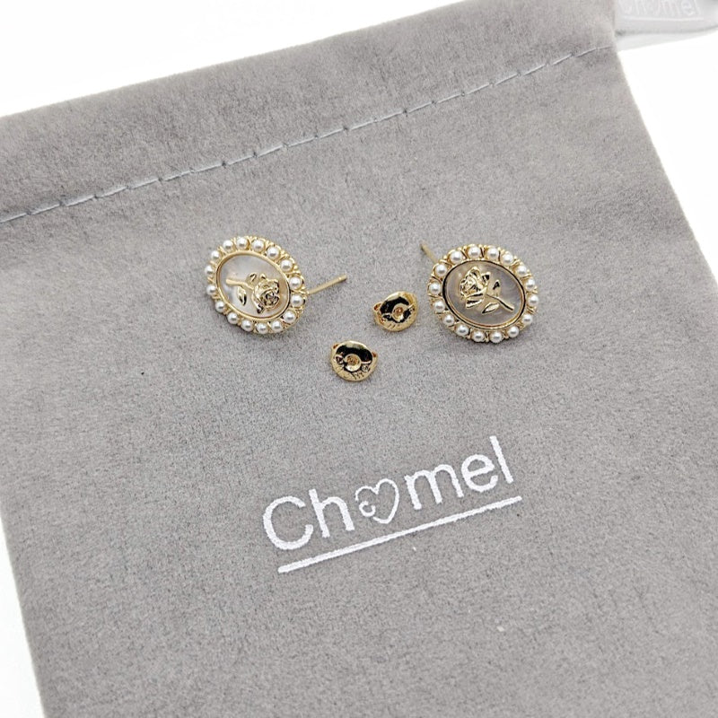 Mother of Pearl Gold Earrings - CHOMEL