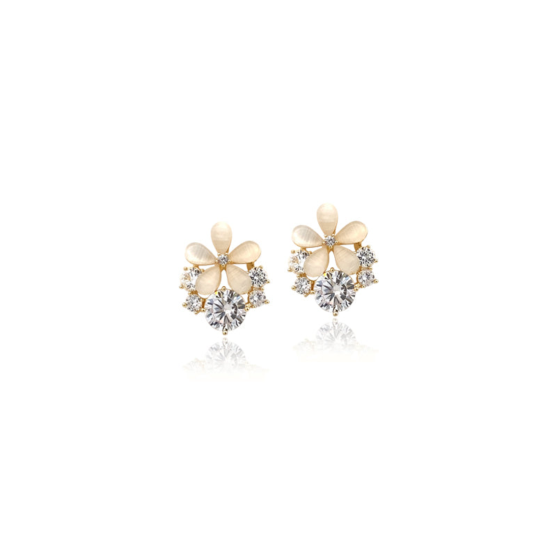 Flower Simulated Moonstone Earrings - CHOMEL