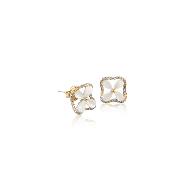 Flower Simulated Moonstone Earrings - CHOMEL