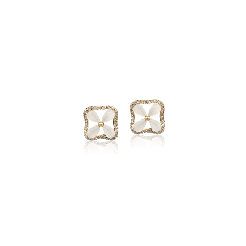 Flower Simulated Moonstone Earrings - CHOMEL