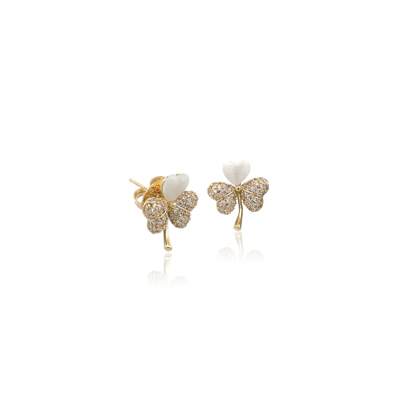 Clover Hearts Simulated Moonstone Earrings - CHOMEL