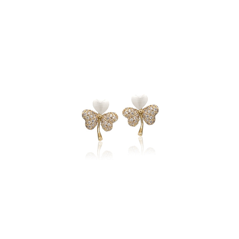 Clover Hearts Simulated Moonstone Earrings - CHOMEL