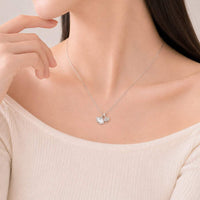 Ginkgo Leaf Mother of Pearl Necklace with rhodium plated pendant on chain