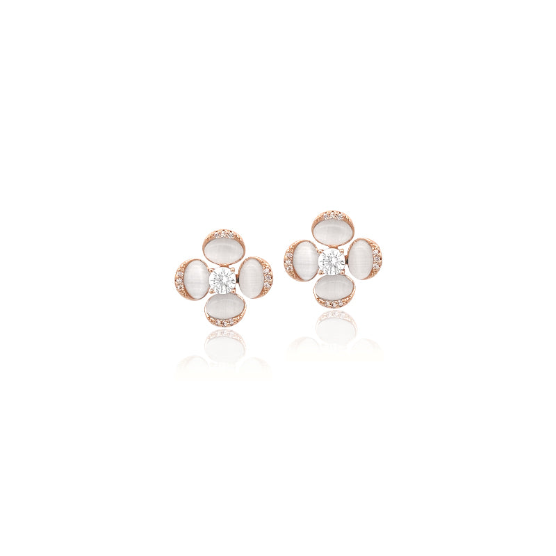 Flower Simulated Moonstone Earrings - CHOMEL