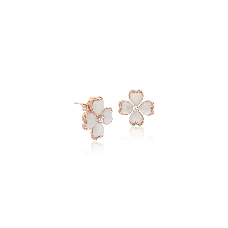 Clover Simulated Moonstone Earrings - CHOMEL