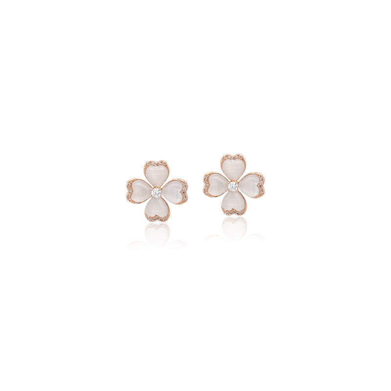 Clover Simulated Moonstone Earrings - CHOMEL
