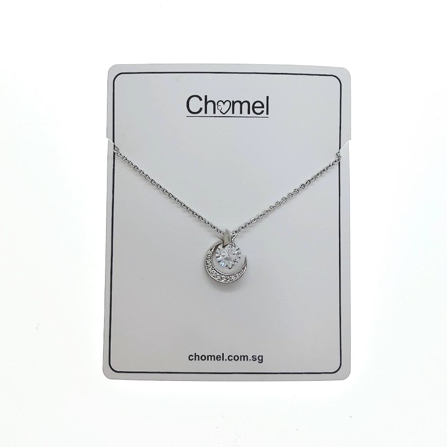Moon & Star Cubic Zirconia Necklace - CHOMEL
