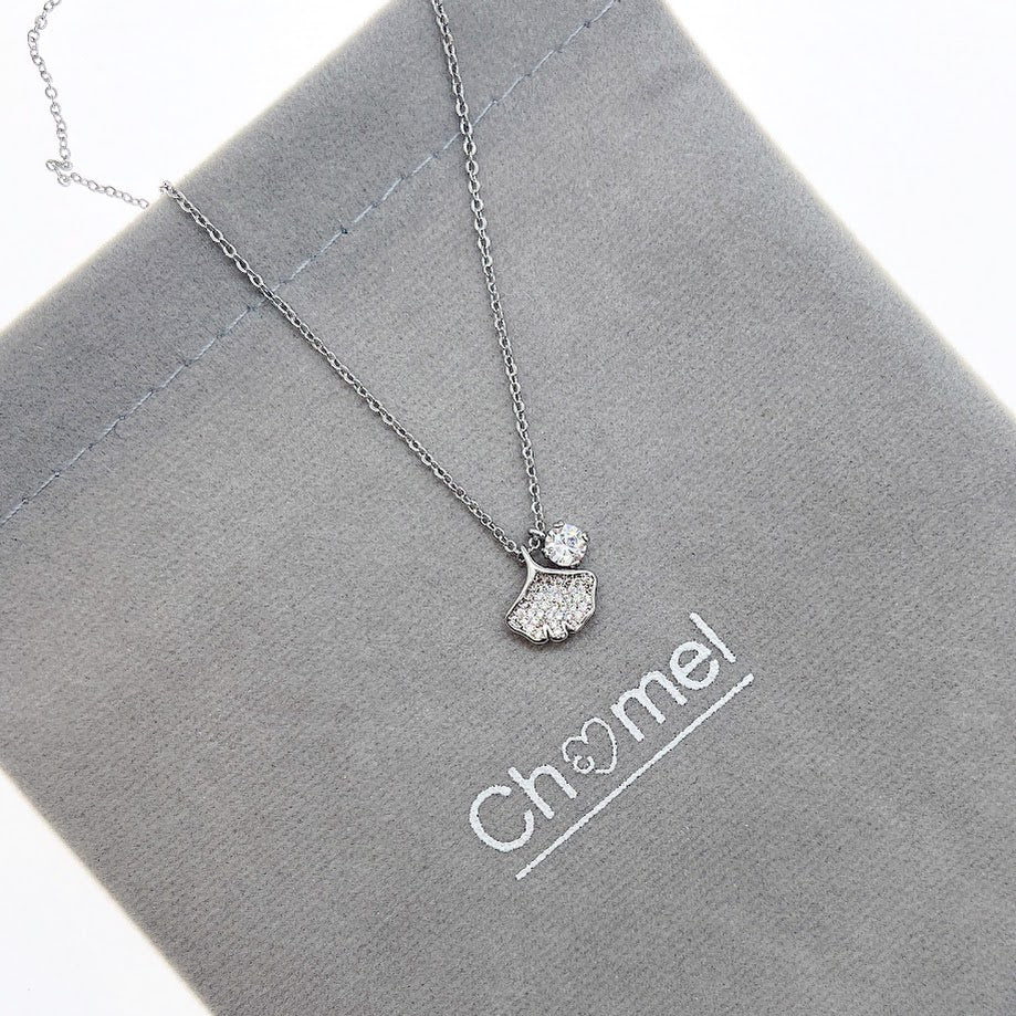 Gingko Leaf Cubic Zirconia Necklace - CHOMEL