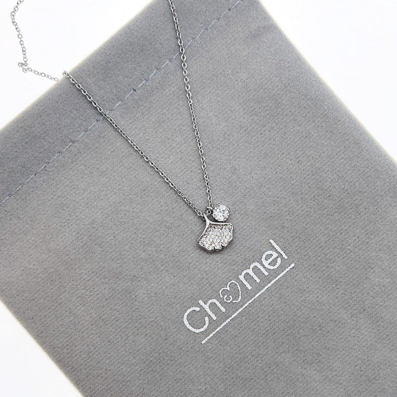 Gingko Leaf Cubic Zirconia Necklace - CHOMEL
