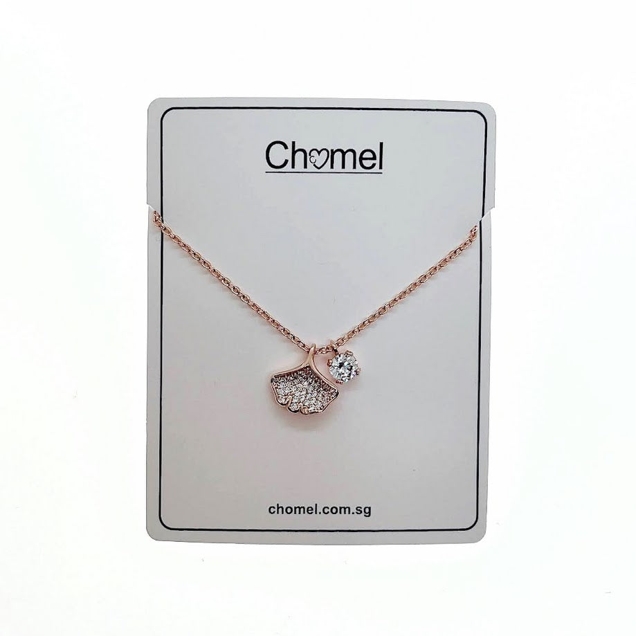 Gingko Leaf Cubic Zirconia Necklace - CHOMEL