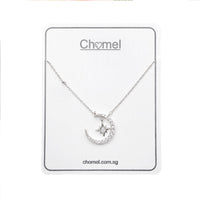 Moon & Star Cubic Zirconia Necklace - CHOMEL