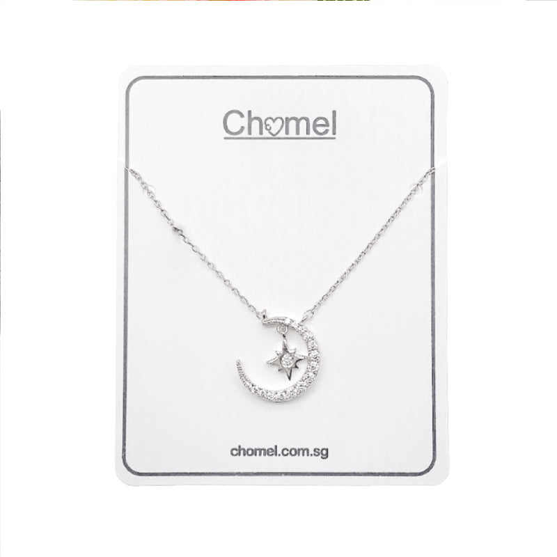 Moon & Star Cubic Zirconia Necklace - CHOMEL