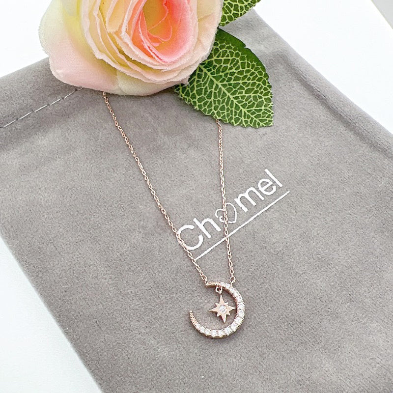 Moon & Star Cubic Zirconia Necklace
