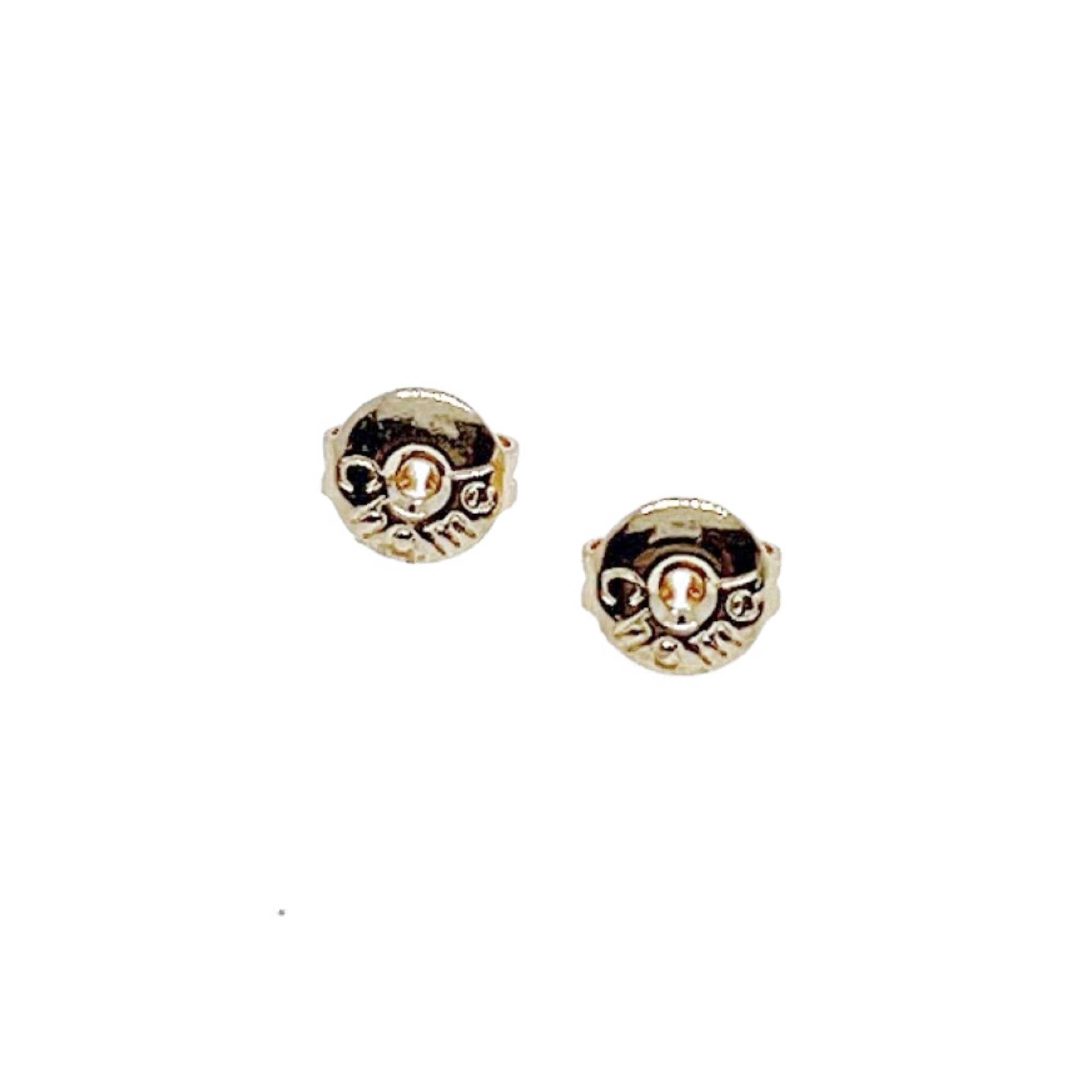 Freshwater pearl and cubic zirconia stud earrings with gold plating and post backings