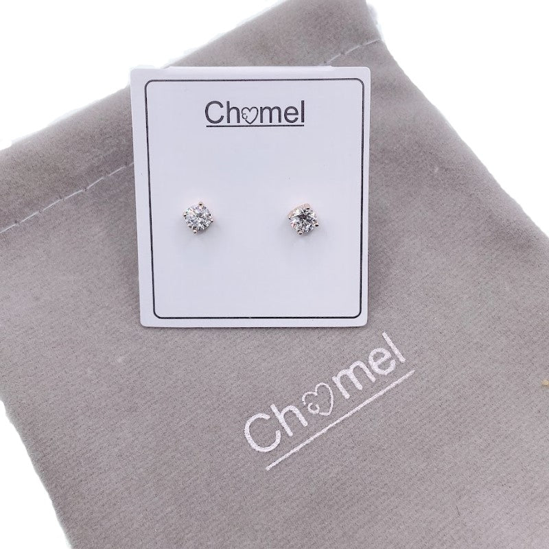 5mm Cubic Zirconia  Stud Earring, Rosegold Plated - CHOMEL