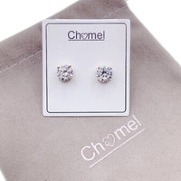 8mm Cubic Zirconia Solitaire Stud Earring - CHOMEL