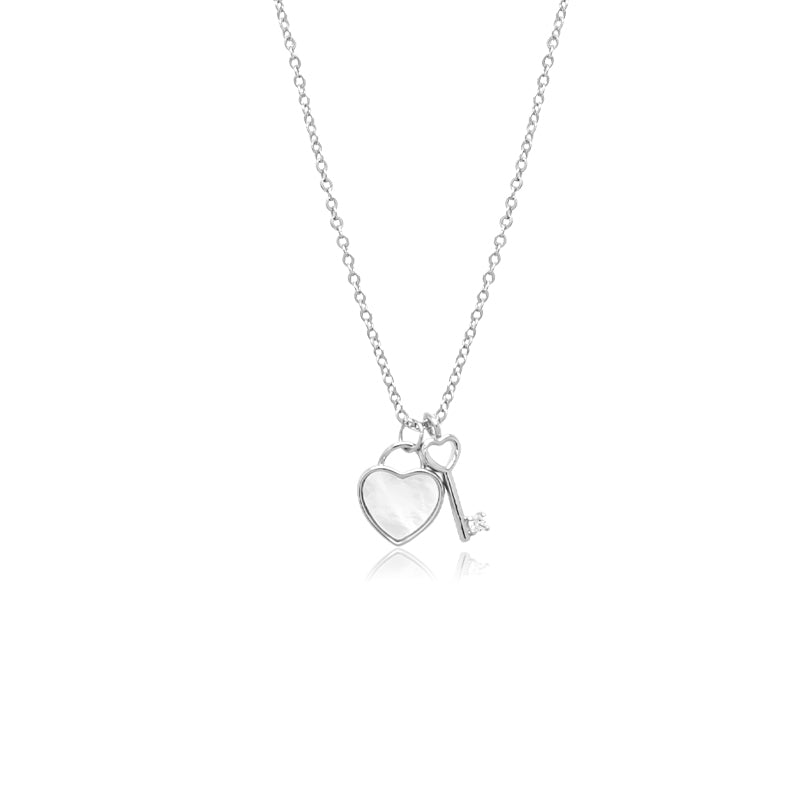 Lock & Key Mother of Pearl Necklace - CHOMEL