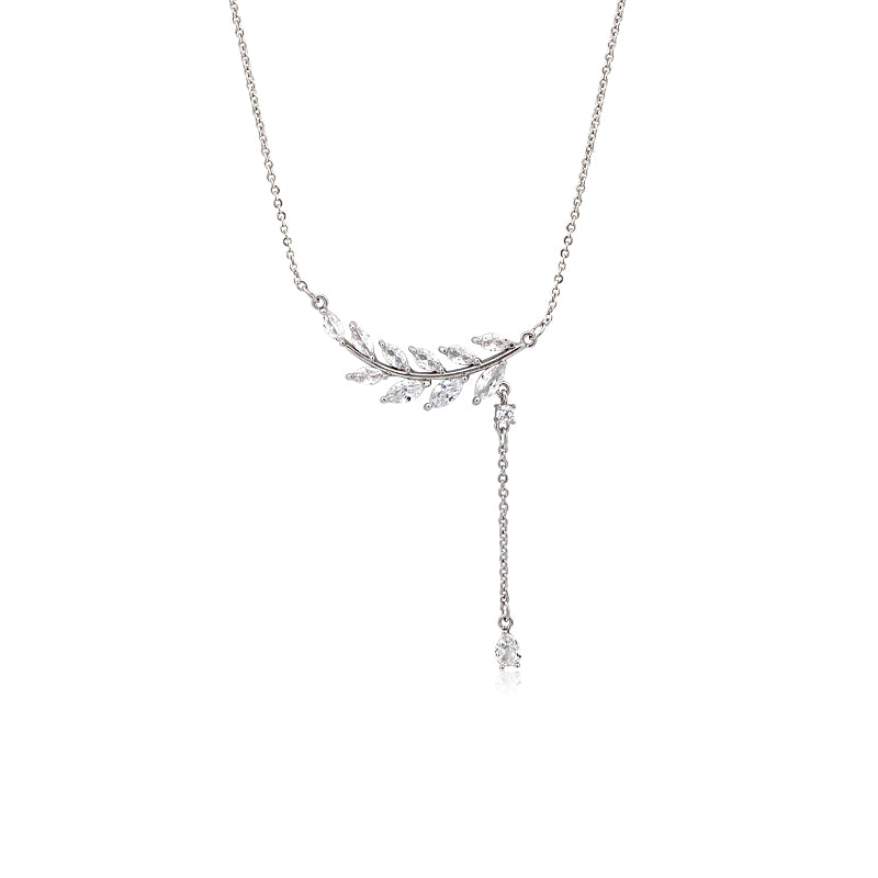Cubic Zirconia Leaf Necklace - CHOMEL