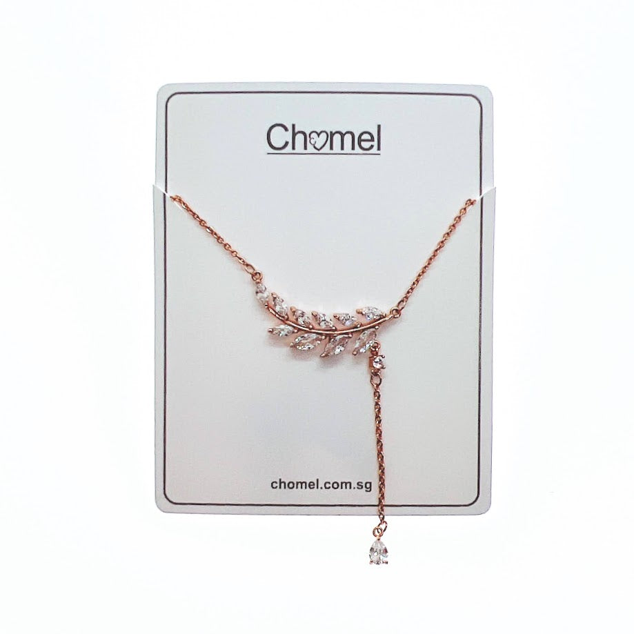 Cubic Zirconia Leaf Necklace - CHOMEL